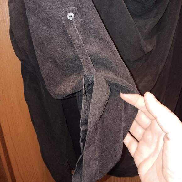 Eileen Fisher Woman black silk drape U-neck popover blouse plus size 2X - Picture 8 of 10